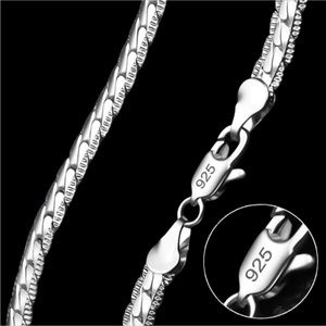925 Sterling Silver 6mm Side Chain 22 or 24 Inch Necklace Jewelry Gift